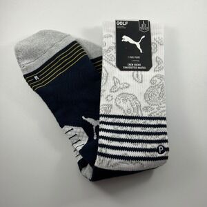 Puma Golf Crew Socks Mens L Size 9-13 Navy Moisture Wicking‎ Arch Support NEW